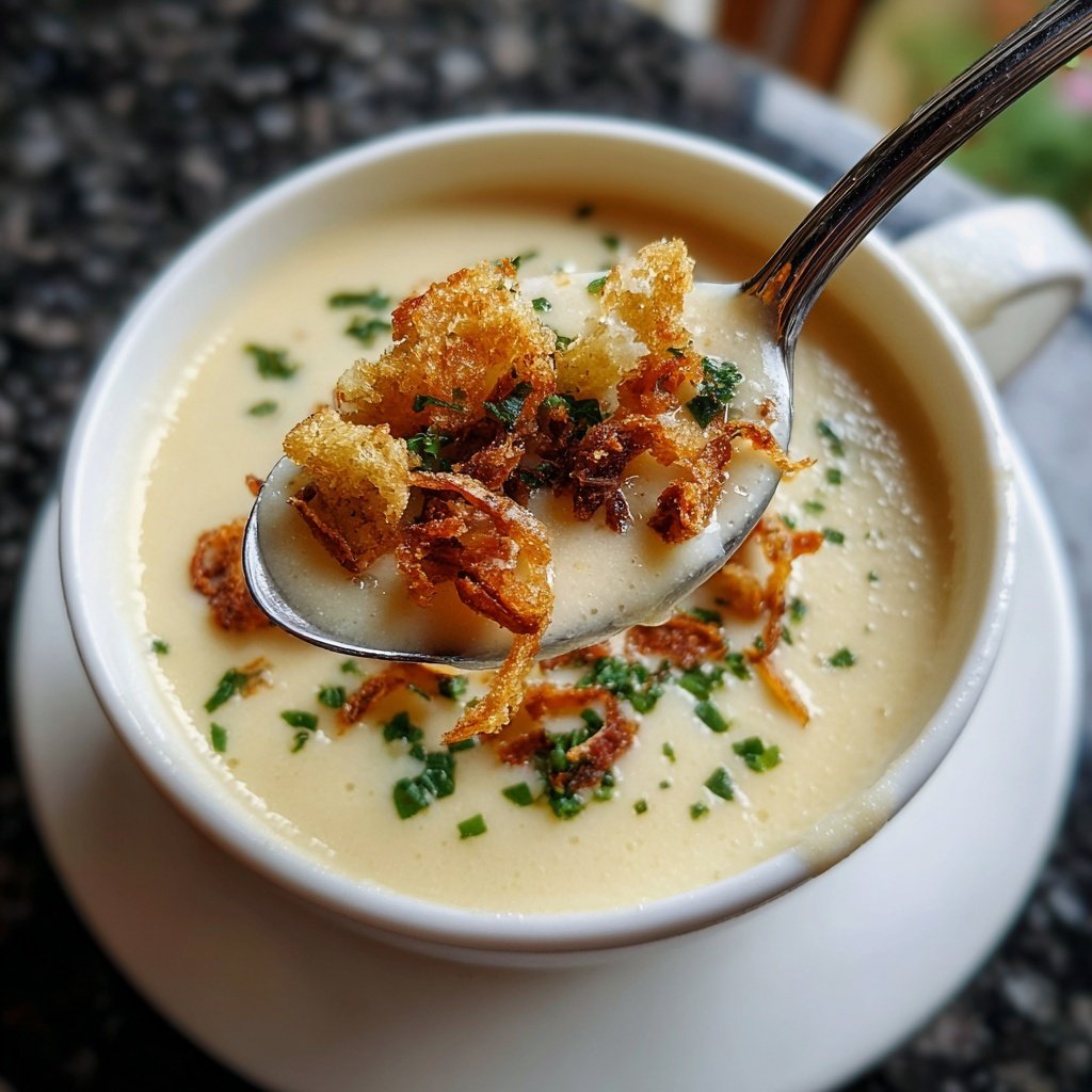 Blumenkohlsuppe mit Zwiebeln und Knoblauch