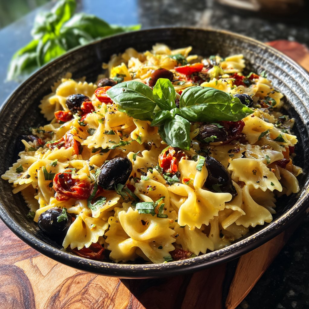 Mediterraner Nudelsalat Mit Oliven