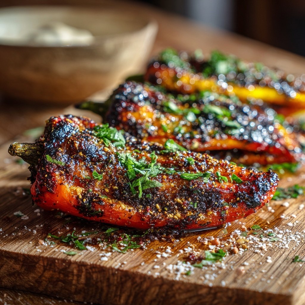 Gegrillte Paprika Mit Knoblauch Öl